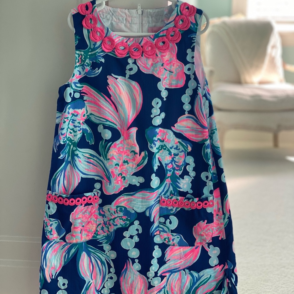 Lilly Pulitzer Tropical Pink & Blue Dress Girls Size 8